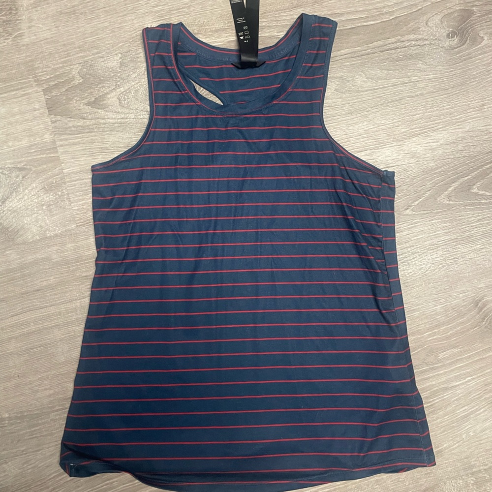 MPG Navy and Red Striped Tank Top